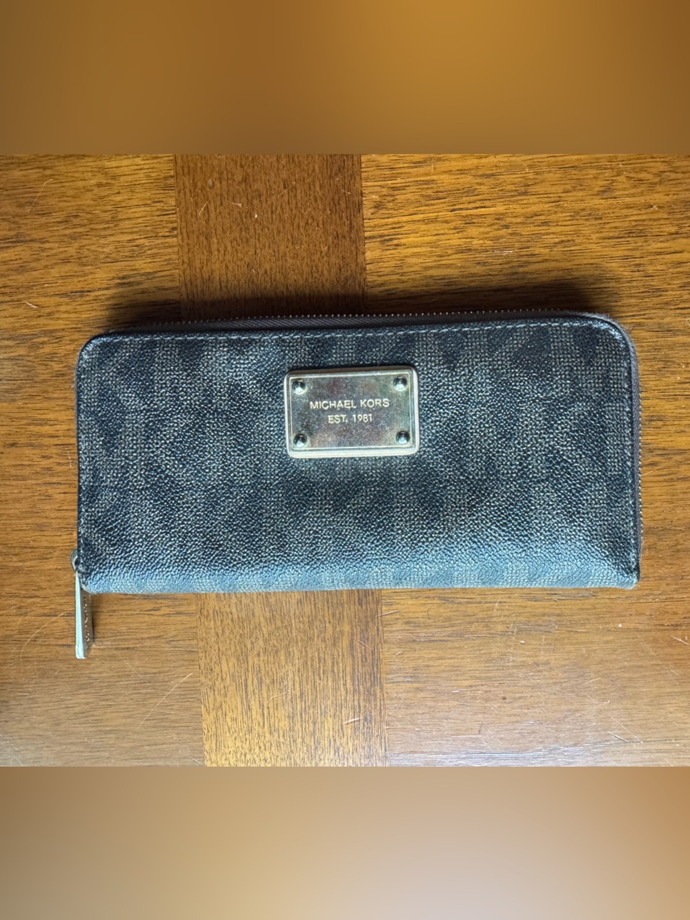 Michael Kors Brown Zip Wallet with Branded Plaque